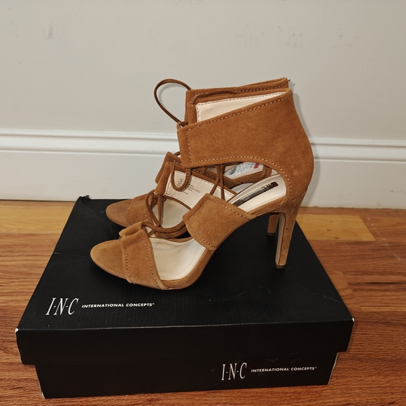 INC International Concepts Women's Brown Strappy Heels - Picture 1 of 3